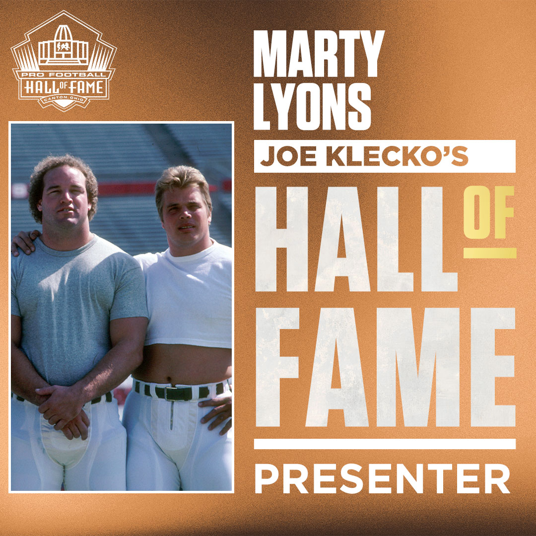 Joe Klecko has announced that former New York Jets teammate Marty Lyons will present him on stage during Enshrinement.