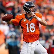 Denver Broncos quarterback Peyton Manning (18) drops back to pass during an NFL football game against the Kansas City Chiefs at Sports Authority Field at Mile High on Sunday, Nov. 15, 2015 in Denver, Colorado. (Ben Liebenberg via AP)