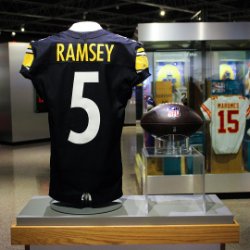 All-Pro cornerback Jalen Ramsey’s jersey, now on display alongside a game ball in the Pro Football Hall of Fame’s "Pro Football Today Gallery,"