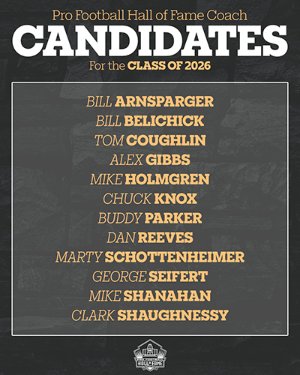 Pro Football Hall of Fame Coach candidates for Class of 2026
