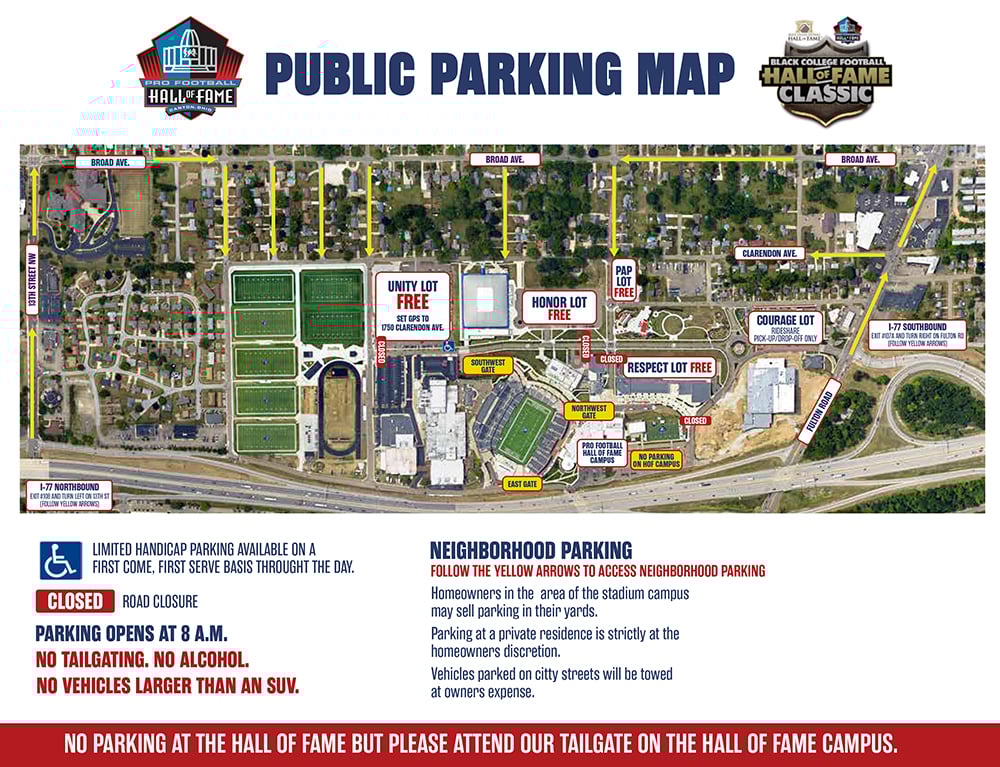 2025 Black College Football Hall of Fame Clash at the Classic Parking Map.