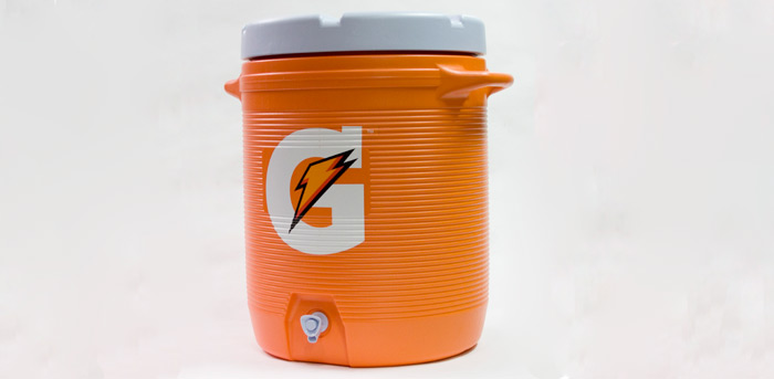 The Gatorade cooler used to douse Mike Tomlin at the end of the Steelers' Super Bowl XLIII victory.