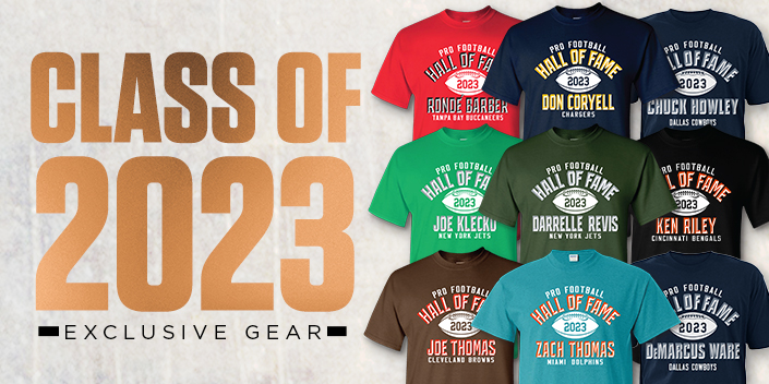 Shop the Hall to get exclusive Pro Football Hall of Fame Class of 2023 gear.