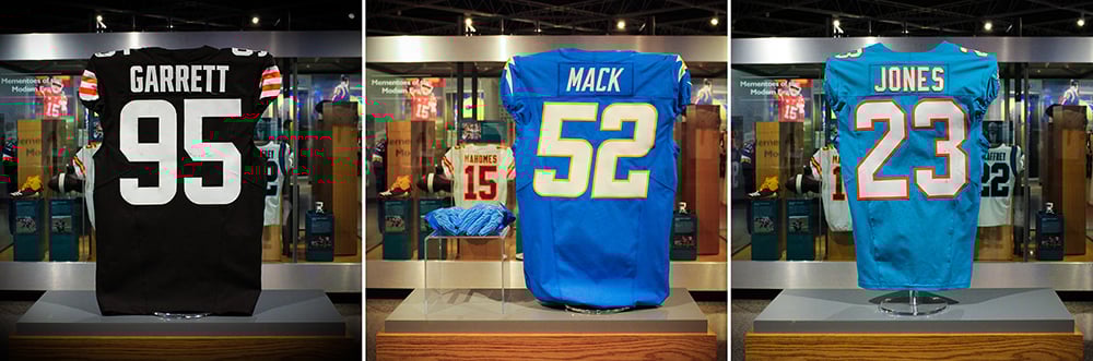 The Pro Football Hall of Fame has added several artifacts to its collection: a jersey from Myles Garrett, gloves and a jersey from Khalil Mack and a jersey worn in the first game played in Madrid.