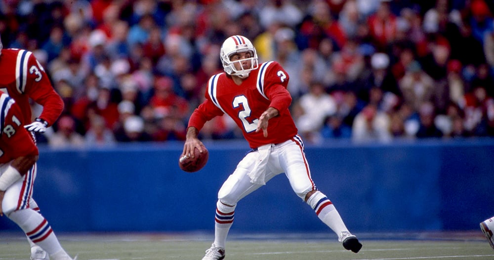 Doug Flutie playing for the New England Patriots.